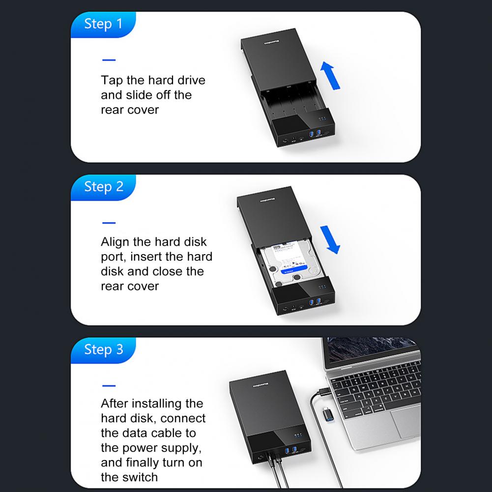 UK-Stecker 3,5-Zoll 2,5-Zoll Externes Festplattengehäuse Multi-Port-Hub USB 3.0 zu SATA Festplatten-Dockingstation 20TB