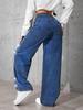 2025 Retro Blue Denim Jeans Women: Autumn/Winter New Style, Rhinestone Butterfly, Loose Straight Leg