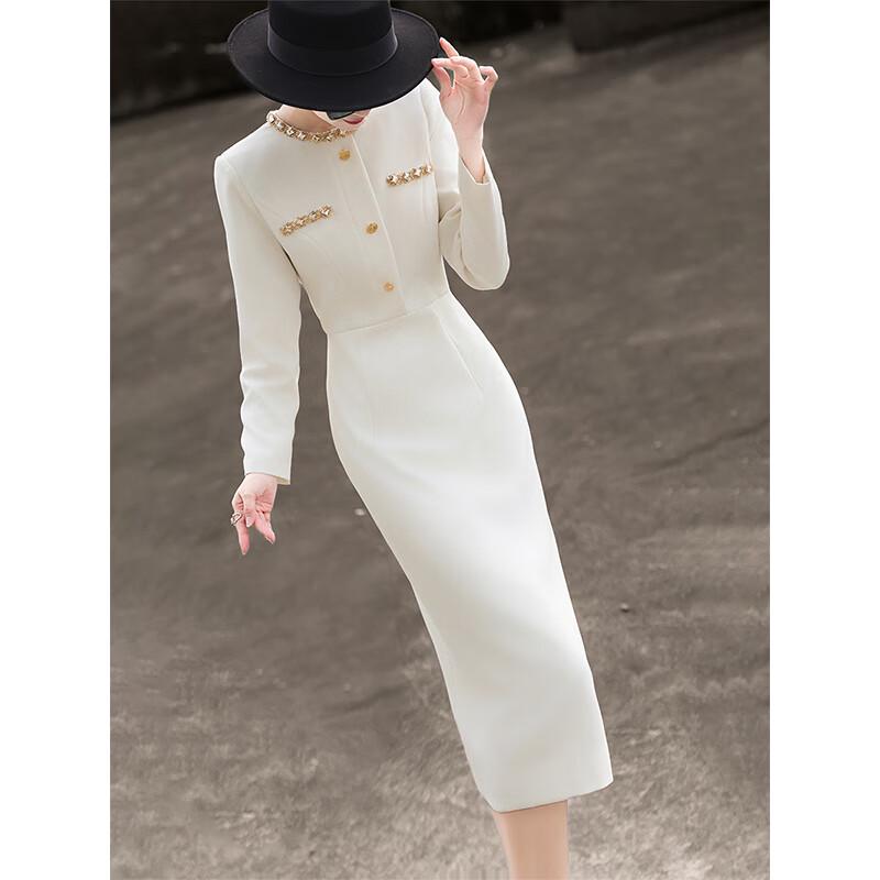 

Elegant Beaded Slim Fit Commuter Dress L