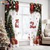 Set Of 2 Happy Christmas Tree Printed Perforated Curtains Multi Size Living Room Insulation Festival Decoration Curtain With Light Blocking Polyester