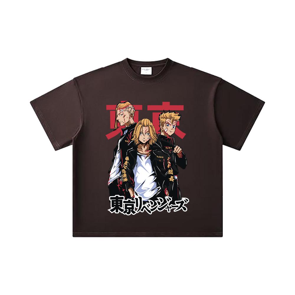 260 g/m² Doppeltgarn 32er Zähl Garn 100% Baumwolle Tokyo Revengers V1 Druck Unisex Schweres Baumwoll-T-Shirt