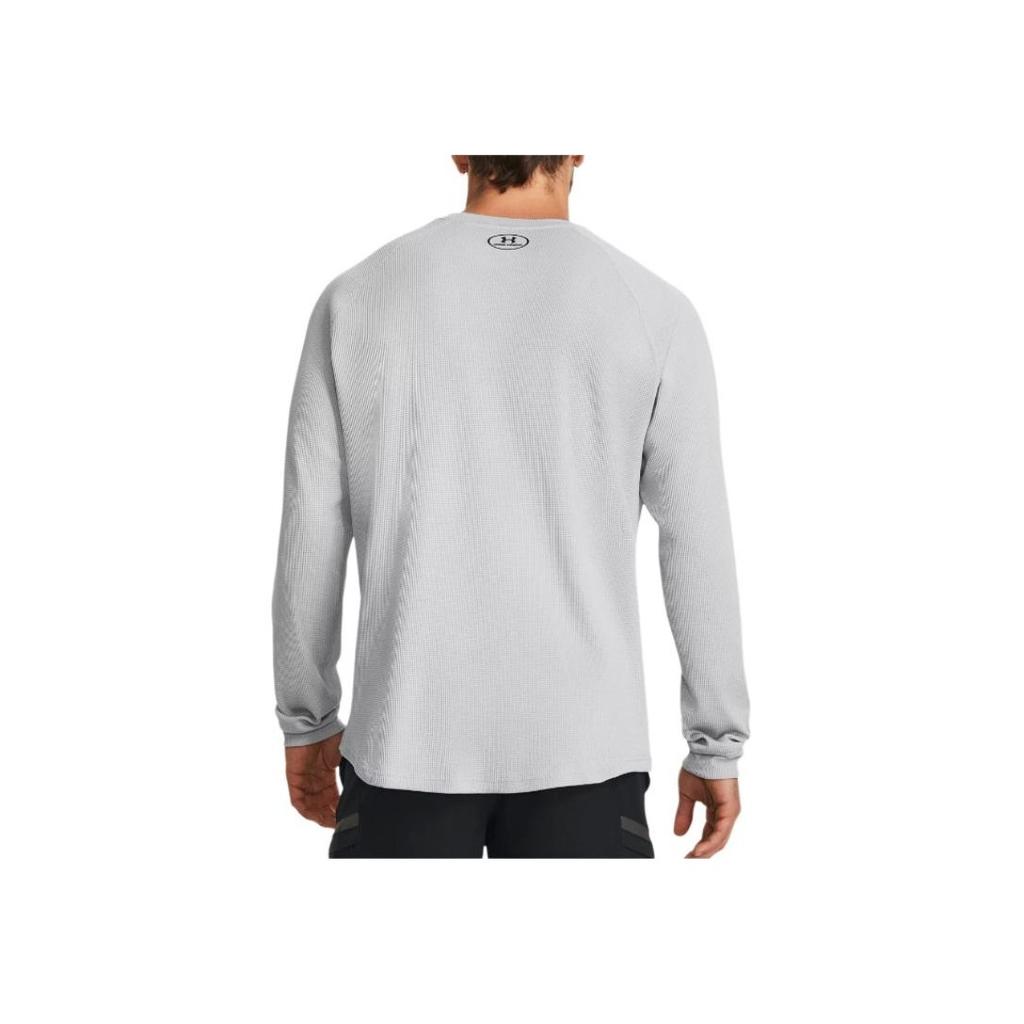 Under Armour Dfo Waffle Crew Solid Color Round Neck Fitness Quick-Dry Long Sleeve T-Shirt Men Tops Modern-Gray 1302355-011