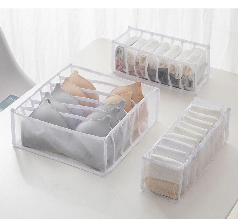 Collapsible Underwear Drawer Organizer, Grid Separation Storage Box for Bra Socks Panties, Wardrobe Closet Home Tidying Tools