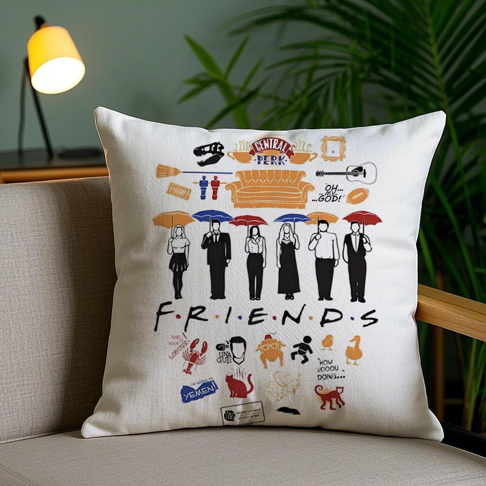 Classic F-Friends Tv Show Cushion Cover Soft Short Plush Double-Sided Printing Home Decor Machine Washable Pillow Case Gift