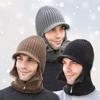 Zipper-open neck warmer brim hat (for men) (3 colors)