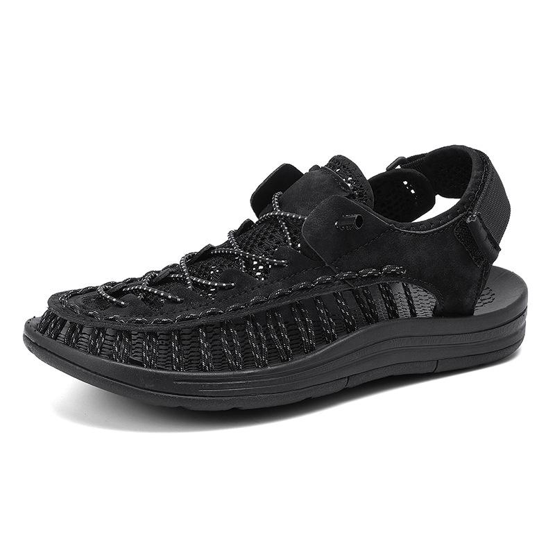 Fashion Sandals for Men Fashion Handmade Woven Sandals Summer Breathable Mesh Sandals Mens Casual Sports Sandal Non-Slip Beach Sandalias