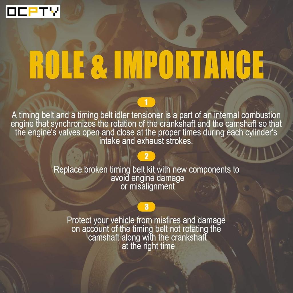 OCPTY Fits for 2002-2009 2.4L Jeep Wrangler Liberty Dodge Caravan Stratus Chrysler Sebring PT Cruiser Voyager 2.4L L4 DOHC Timing Belt Water Pump Kit