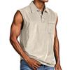 Men's Summer Solid Color Sports Pocket Buttons Lapel Vest Men's Sports Casual Vest
