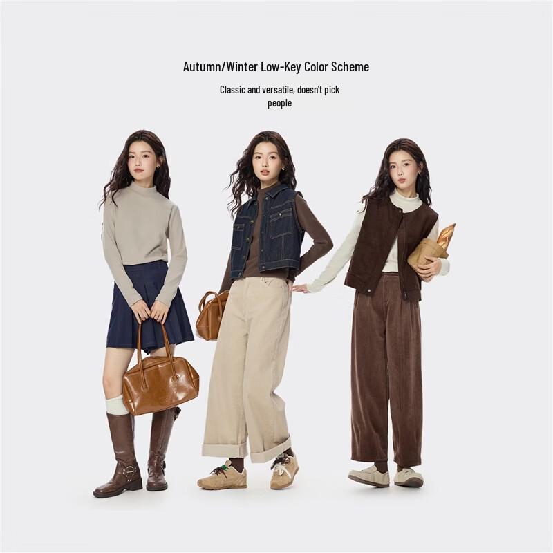 Giordano Women's Solid Color Mock Neck Thermal T-Shirt