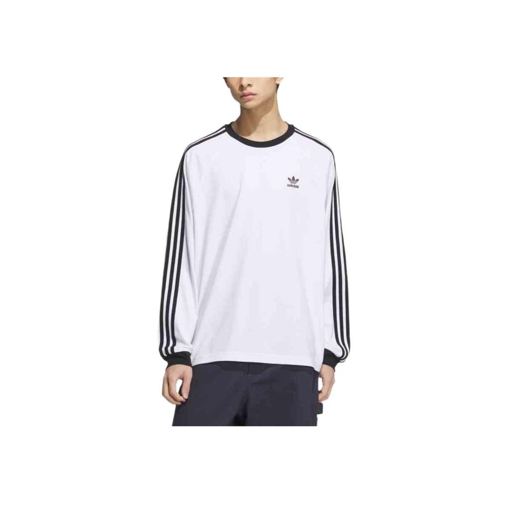 Adidas Originals Klassisches Langarm-Streifenshirt Herren Tops Weiß KE5825
