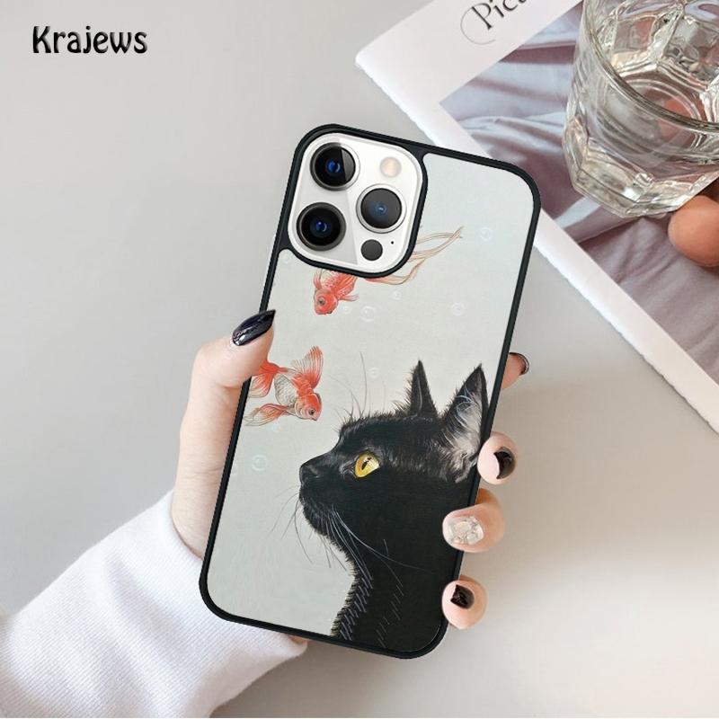 Funny Cartoon Cat Phone Case For iPhone 17 Air 16 15 14 Ma Plus 11 12 13 Pro Ma Phone Cover Coque
