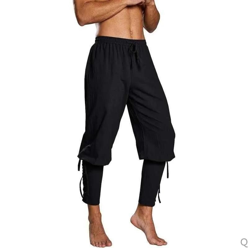 Men's Black Loose-Fit Harem Pants with Fitted Ankle Cuffs and Adjustable Drawstring - Athletic Martial Arts Yoga Trousers