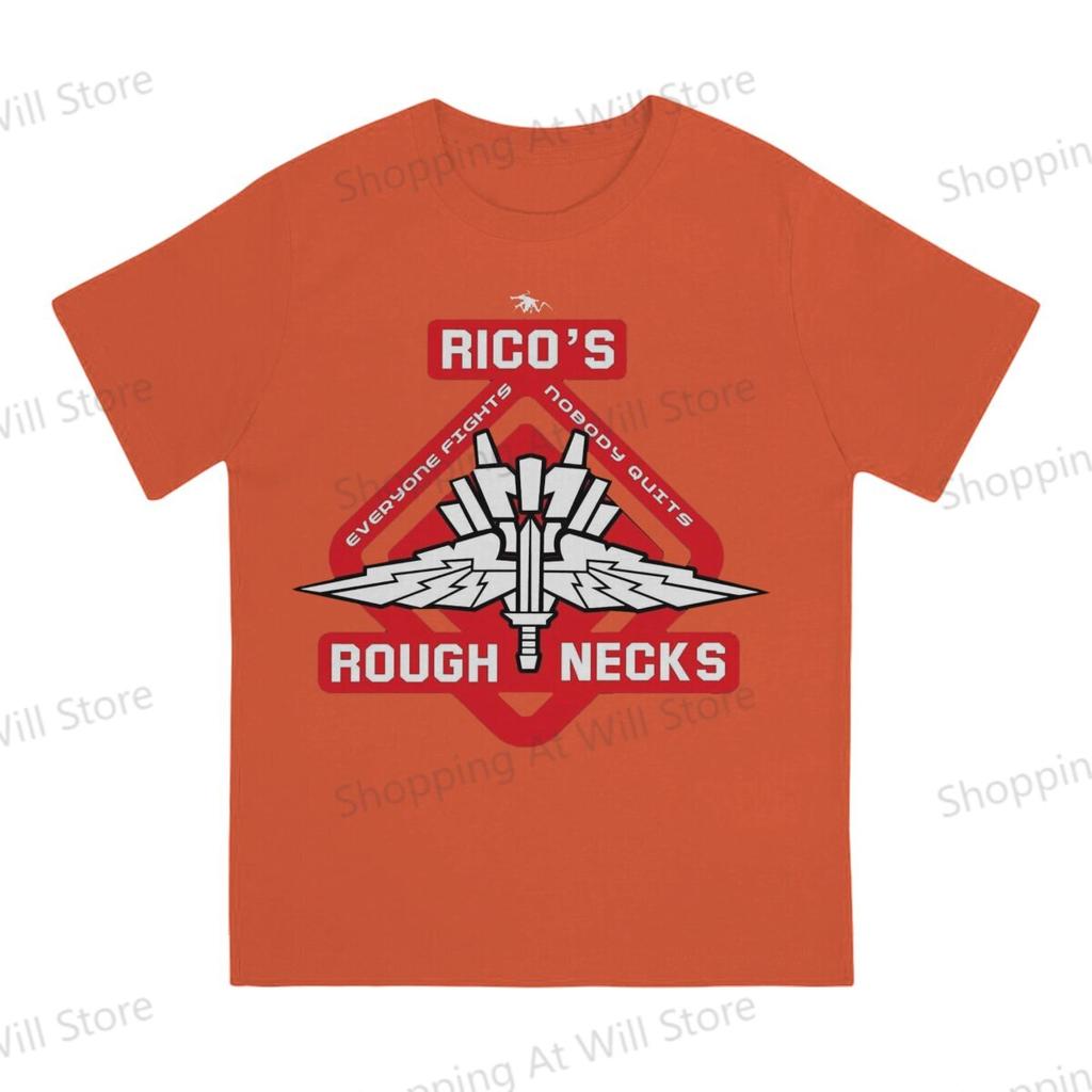 Starship Troopers Tops Cotton Leisure Sports Ricos Roughnecks Red Logo Unisexs and Womens Tshirts Tshirt Top