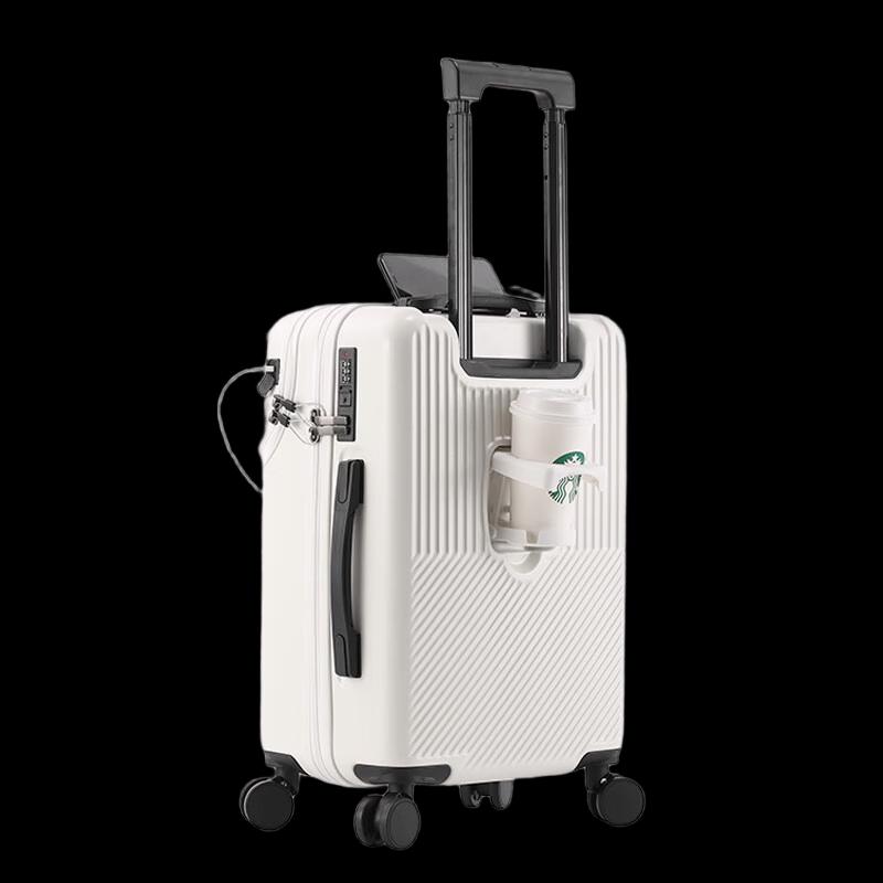 OEING Lightweight Front-Opening Suitcase with Cup Holder