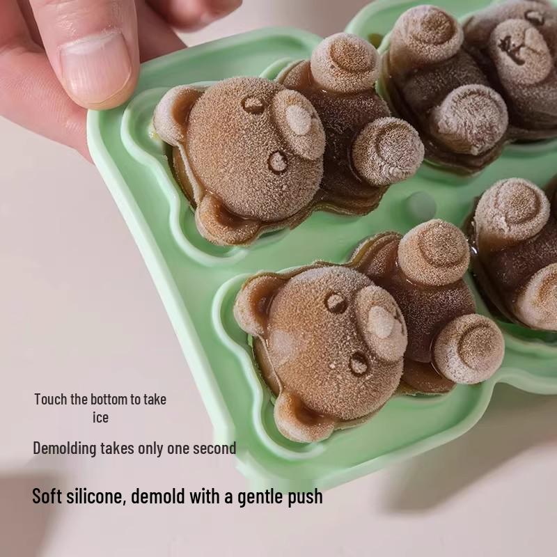 Little Bear Easy-Release Silicone Ice Cube Tray for Iced Tea & Beer - Low Temp Resistant