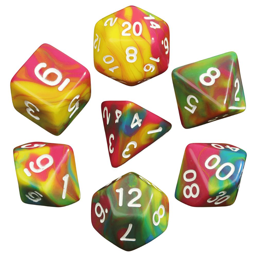 Beautiful Colorful Gaming Dice Collection of 7 Perfect Gift for DND Board Game Accessories Lovers