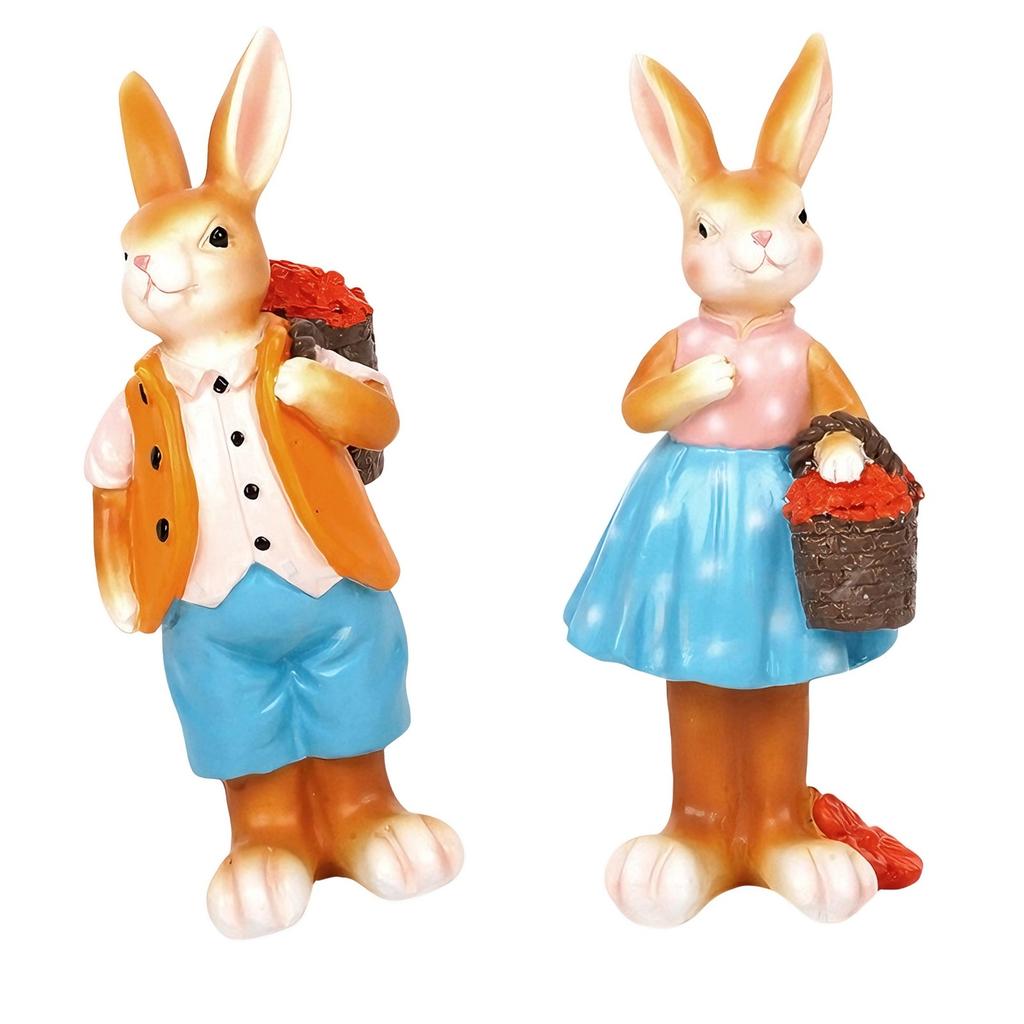 Festive Easter Rabbit Resin Figurines 2Pcs Great for Decorating Various Occasion Like Home Office or Environment