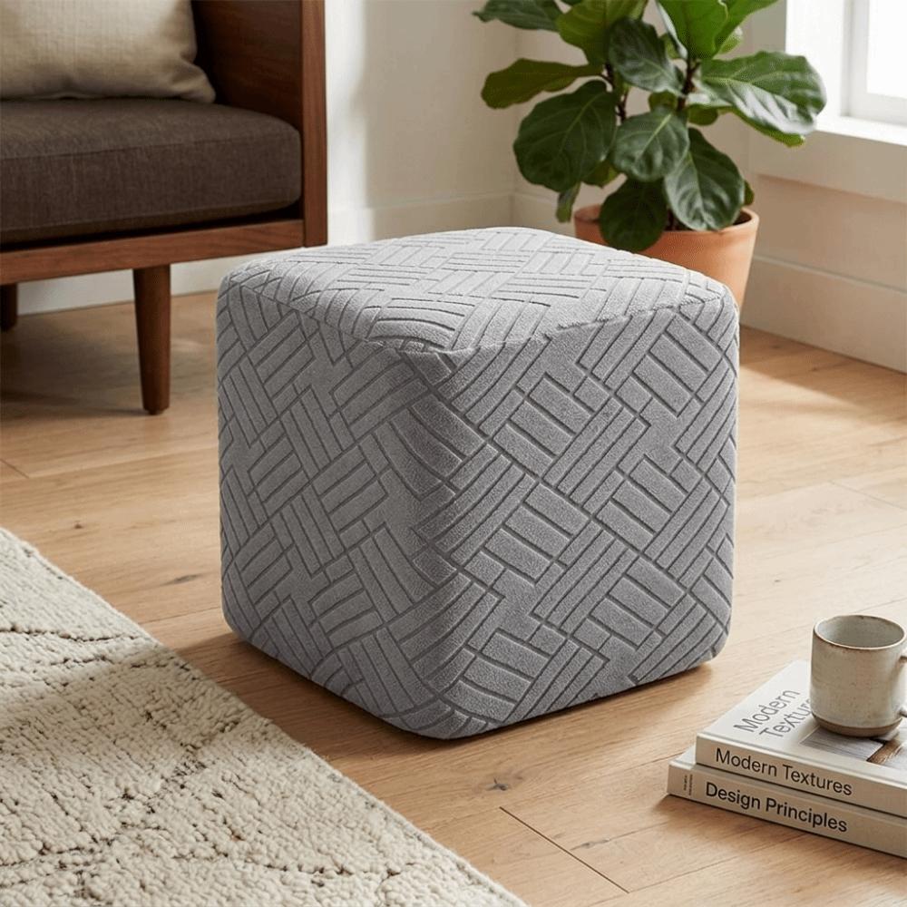 Stretch Ottoman Footstool Cover Jacquard Square Foot Stool Nordic Stool Cover Home