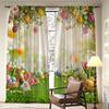 2 Pcs Easter Bunny Print Curta,Suitable For Bedroom,Living Room Kitchen Decoration,Home Decoration,Window Decoration