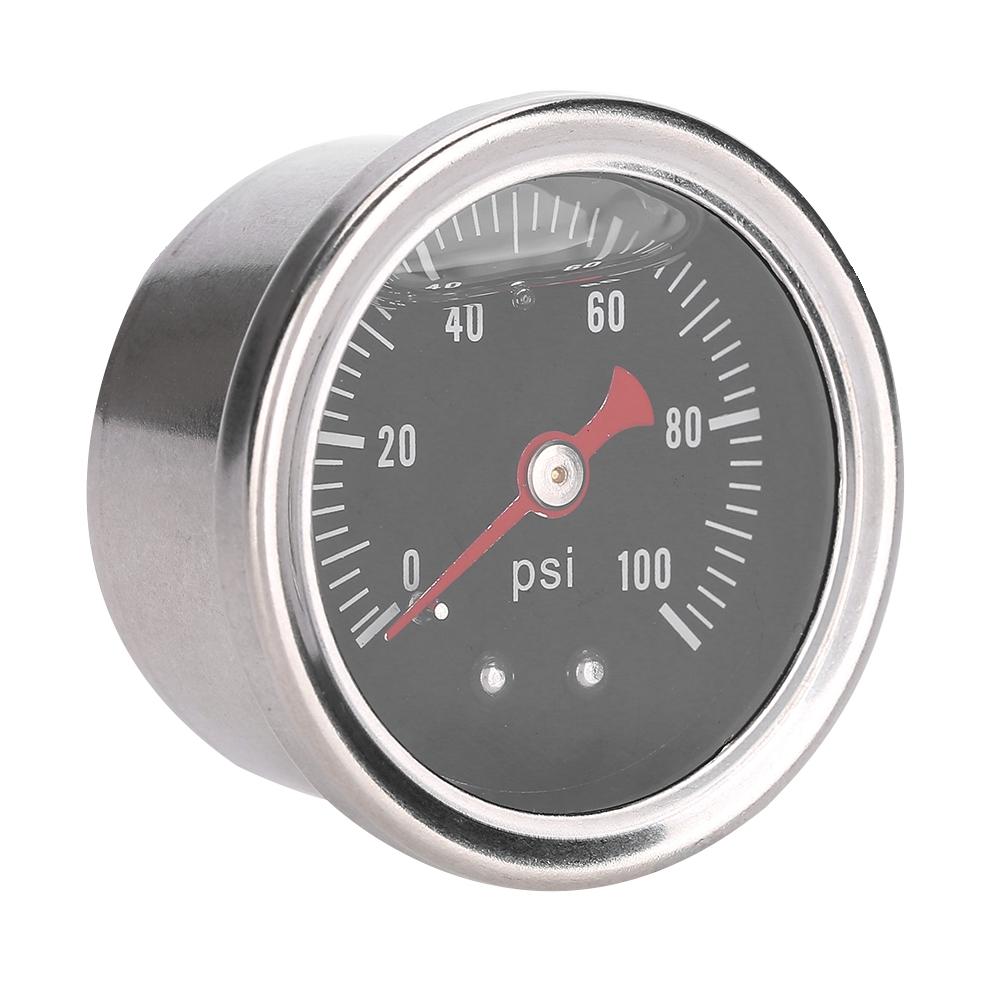 0 100 PSI Bar Universal Car Fuel Pressure Regulator Gauge Liquid Fill Fuel Oil Meter