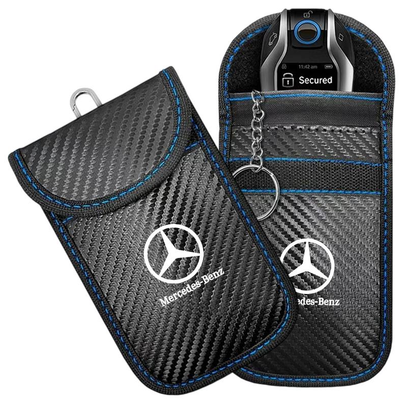 For Mercedes Benz W211 W203 W204 W210 W124 AMG W202 W212 W222 Car Key Case Signal Blocker Bag RFID Shielding Pocket Accessories NP1