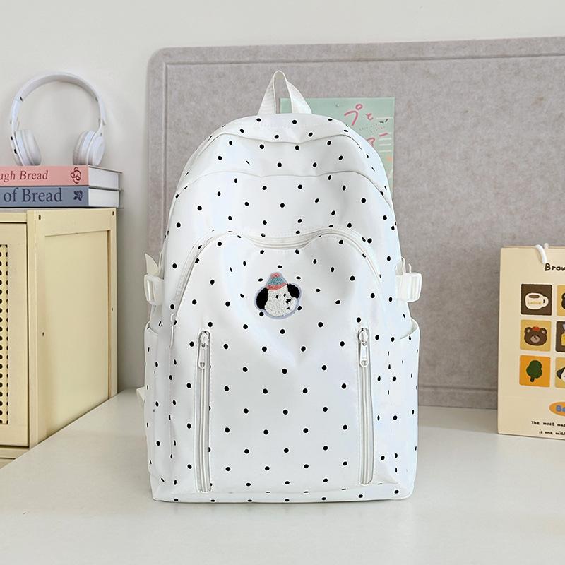 School bag schoolbag ins style versatile high value polka dot Korean girl light first big travel backpack