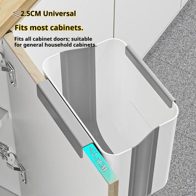 Foldable Mini Trash Can for Cabinet Door Hanging Kitchen Waste Bin Collapsible Garbage Bin Under Sink for Kitchen Bathroom