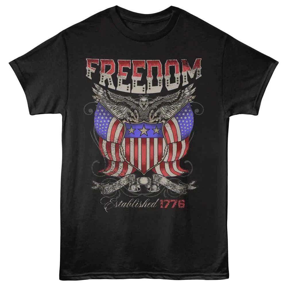 USA Patriotic Flying Eagle Flag FREEDOM Established 1776 Men s T shirt S