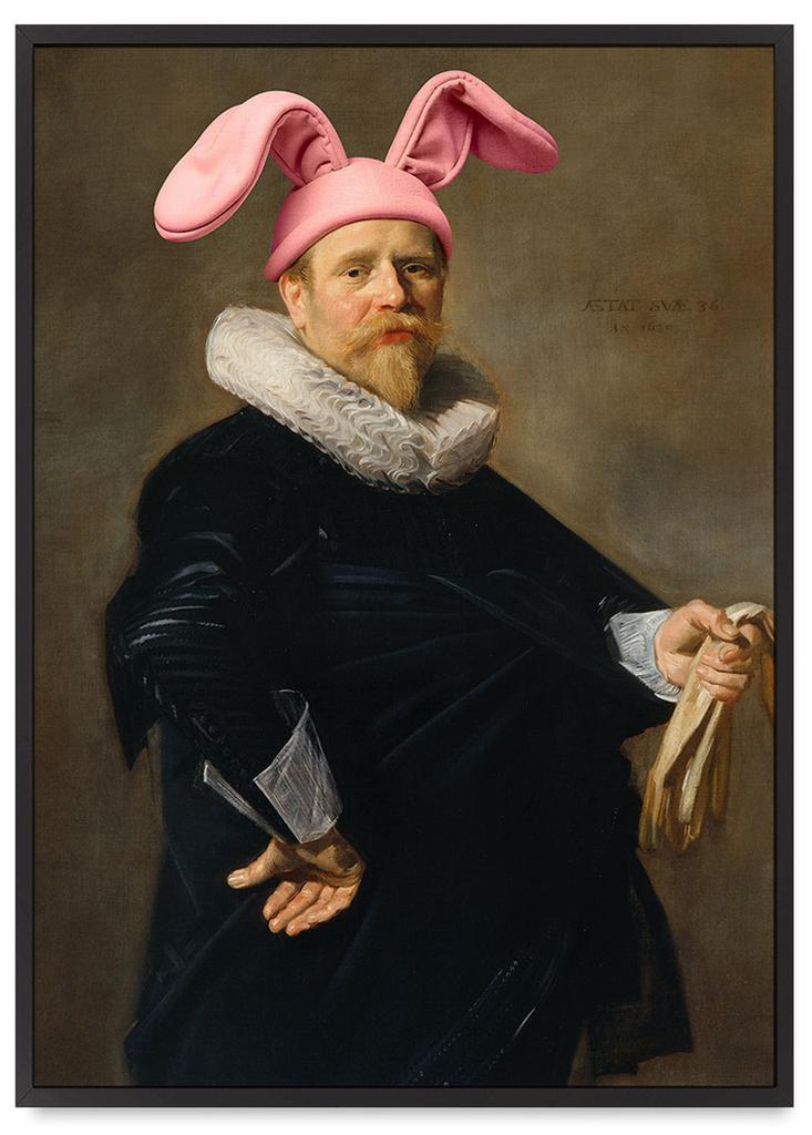 Plakat w ramce portret królik uszy