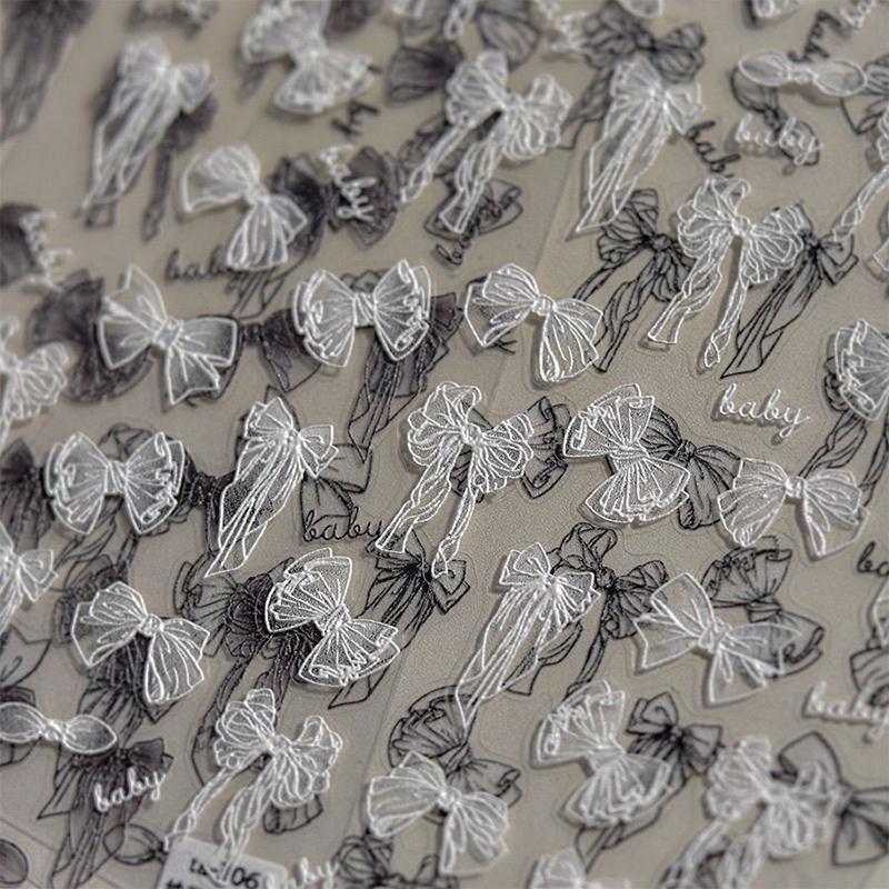 Bowtie Nail Stickers Bow Long Ribbon Tie Self Adhesive Nail Art Decorations Stickers Manicure Decals Diy Irregular Slider