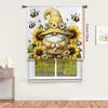 1PC Sheer Curtain Sunflower Gnome Bee Yellow Print, Rod Pocket Window Curtain for Living Room Summer Garden Decor