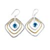 Swiss Blue Topaz Gemstone 925 Sterling Silver Handcrafted Jewelry Earrings 2.44" EE-70-7