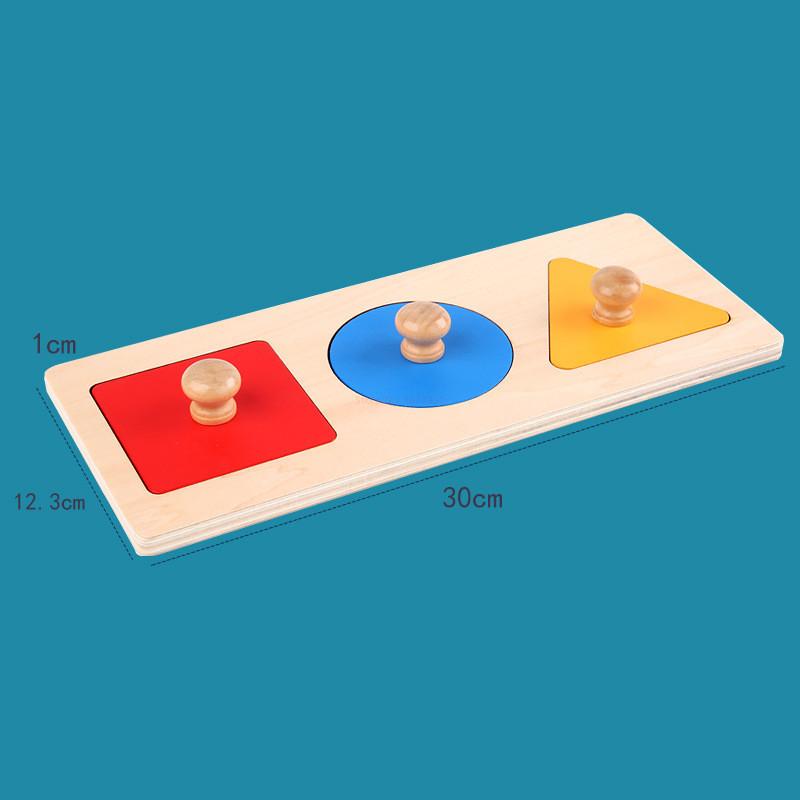 Montessori Wooden Shape Hand Grasping Board Toy Infant Childhood Education Teaching Aid Puzzle Montessori Geometric Figure Panel