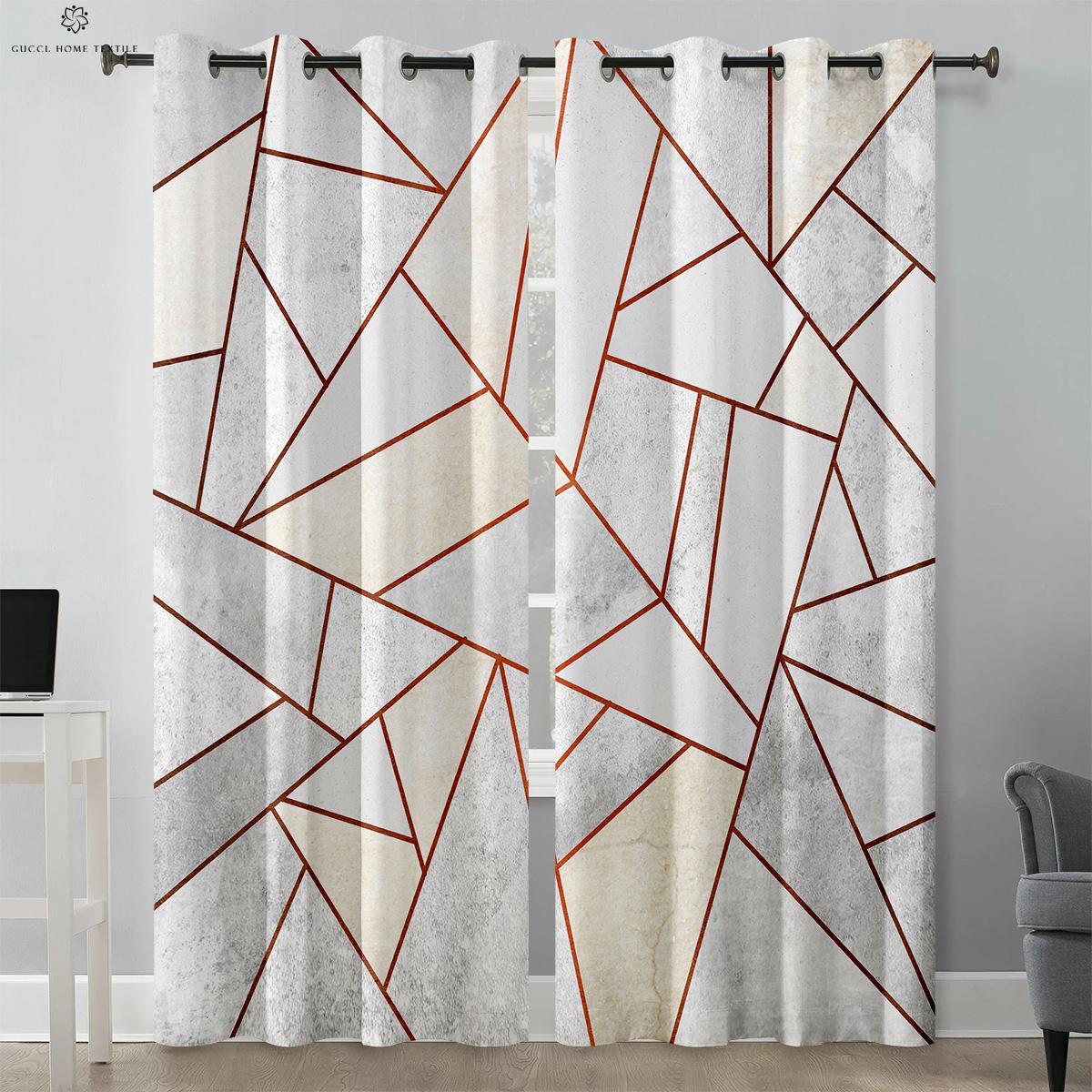 

Geometric Pattern Printed Drapes, High Blackout Curtains, Heat Insulation, Window Decoration, 2 Pcs High Quality W100xH130(CM) folio&Rod pocket