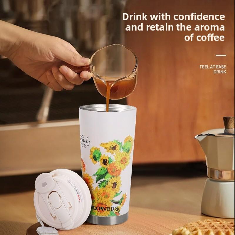 Lilium Summer Collection Insulated Coffee Mug With Large Capacity For Travel And Office Use