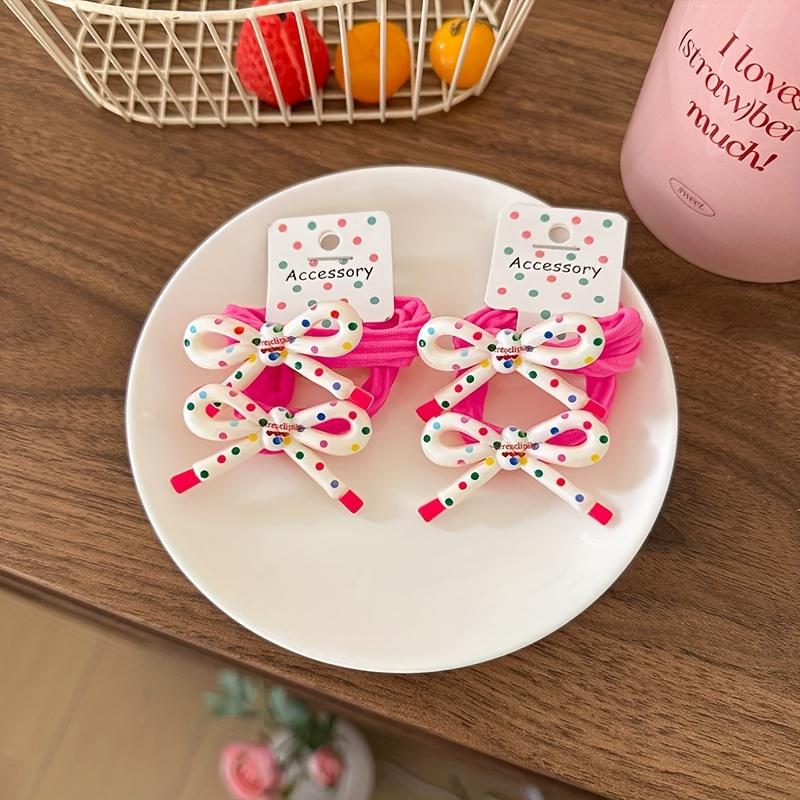 

4pcs Colorful Polka Dot Bow Love Headband for Women, High Elasticity Hair Tie Rope, Low Ponytail Headband, Durable and Cute Hair Accessory 【4pcs】