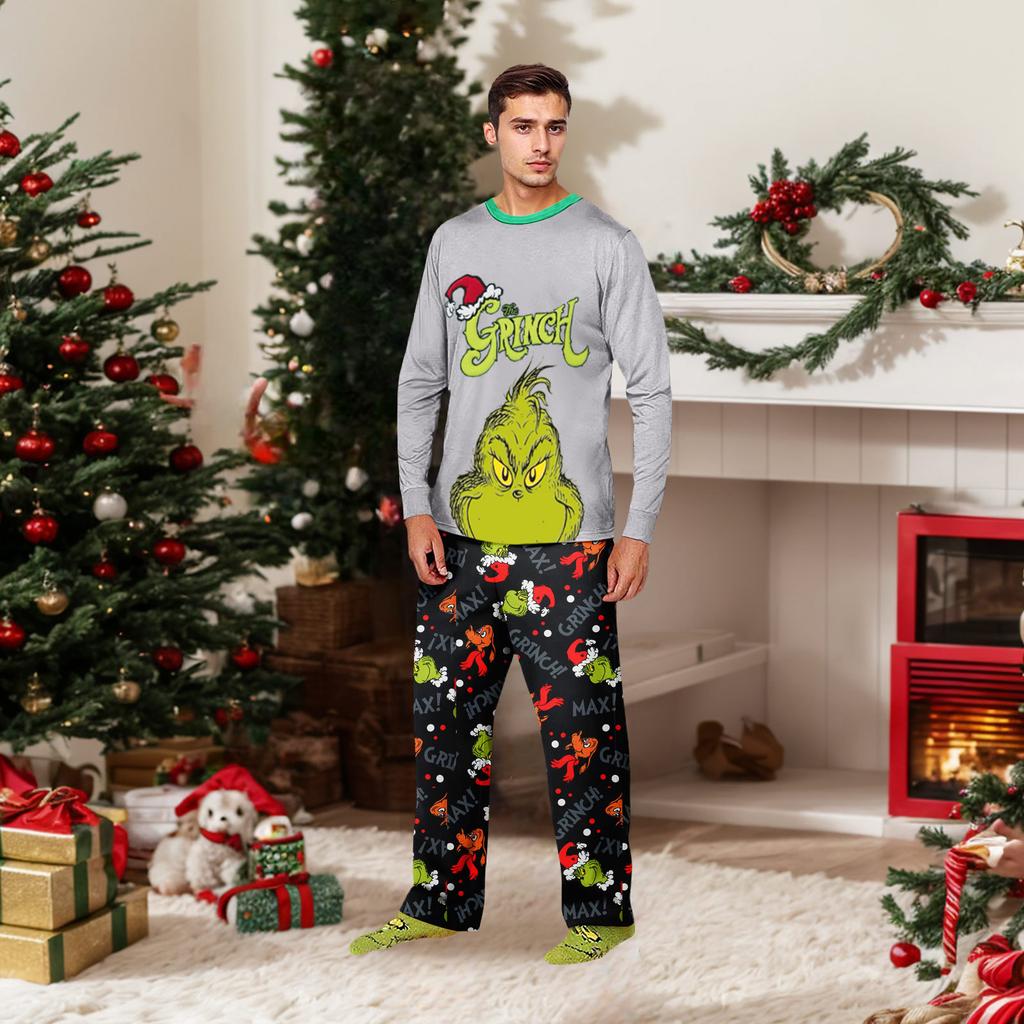 Parent-child Christmas Print Home Suit Long-sleeved Top And Pants