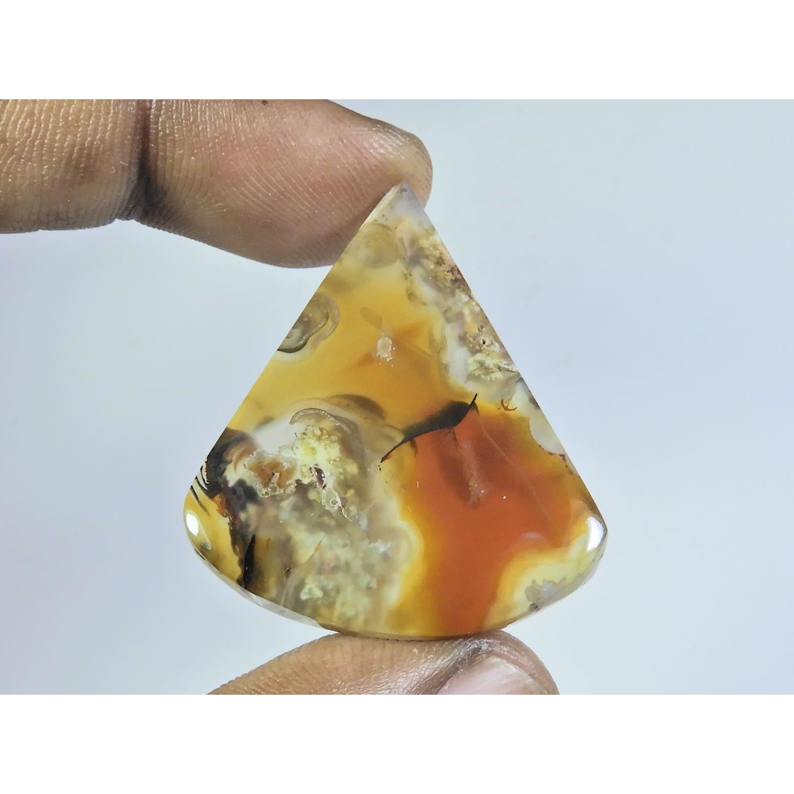 

41Cts. Натуральный Древесный Моховой Агат Необычный Кабошон Свободный Драгоценный Камень 30X37X04ММ D-149