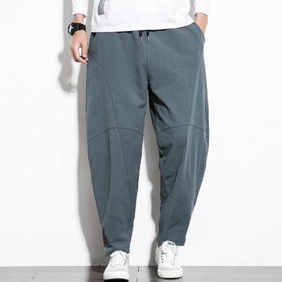 Men Cotton Jogger Pants Baggy Casual Trousers Male Walking Wide Leg Loose Sweatpants Chinese Summer Big Size