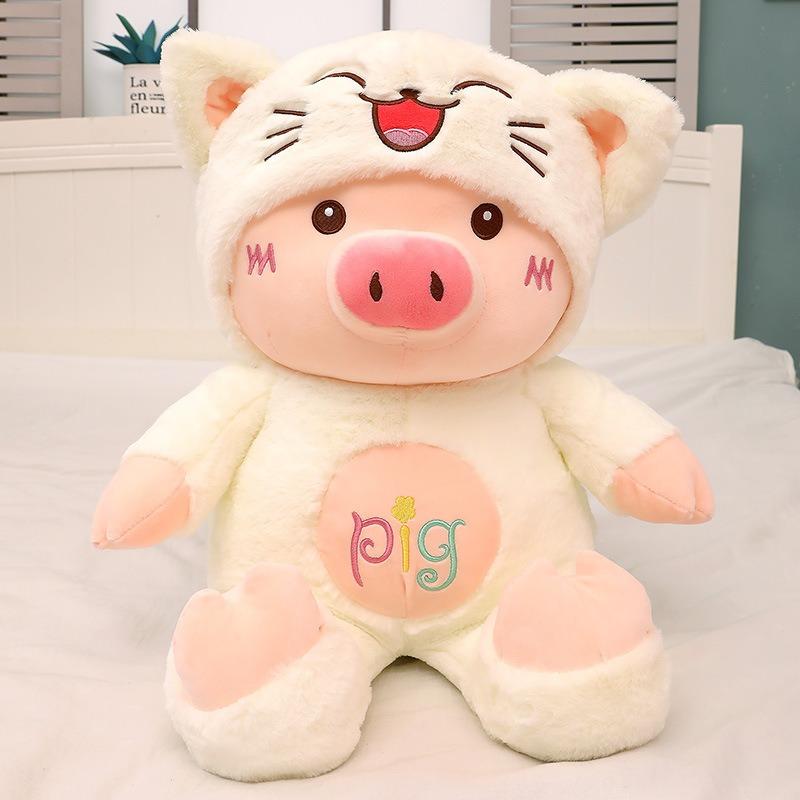 Cute Pig Plush Pillow Soft Hugging Stuffed Animal for Sleep Stress Relief Soothing Companion Birthday Holiday Gift Doll