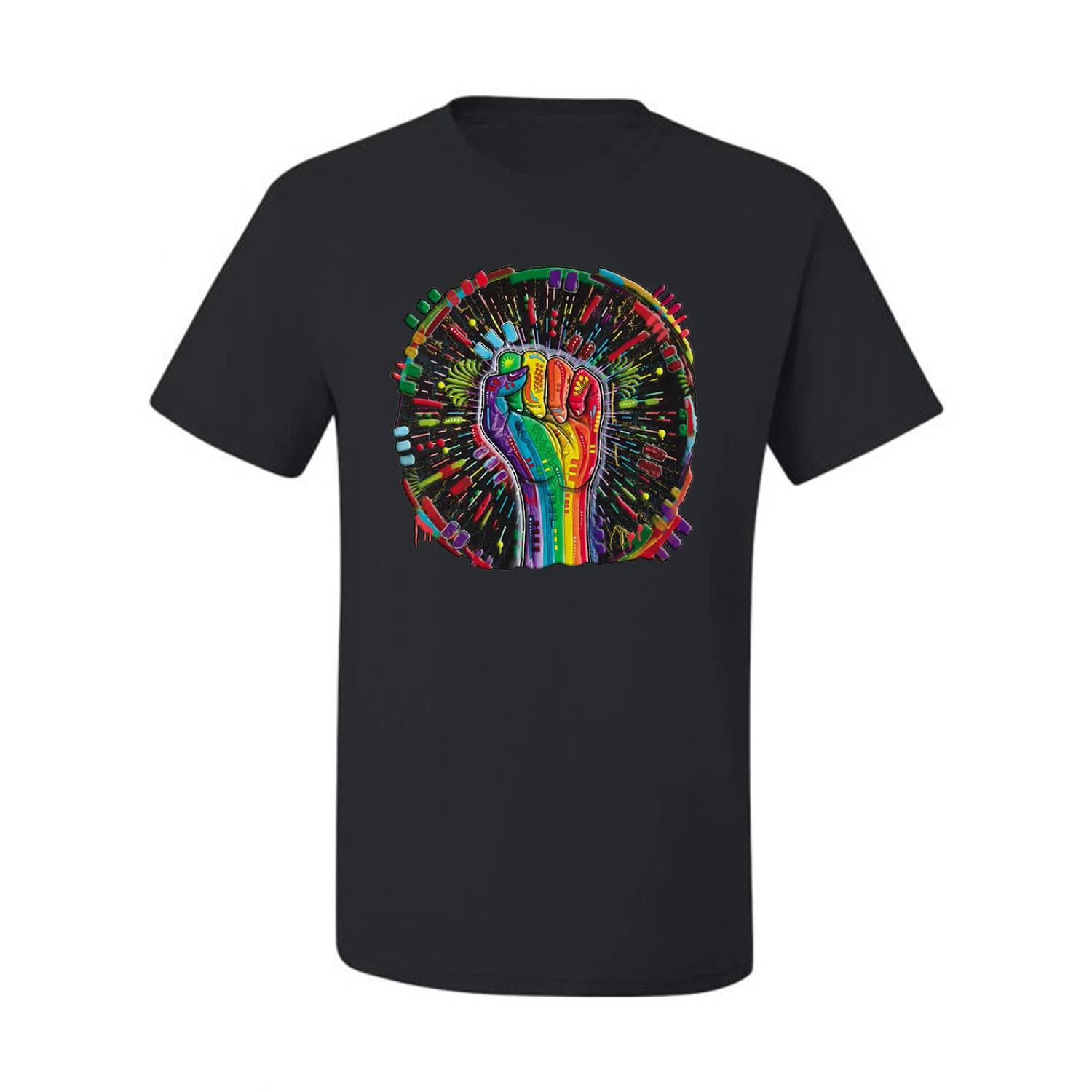 The Power of Unity Colorful Fist Puff Print Men Graphic T- Shirt XL