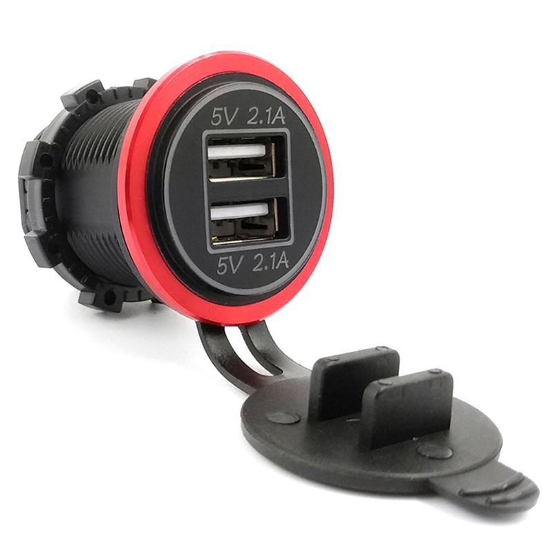 Waterproof Motorcycle Boat Car Dual USB Charger LED Power Adapter For Mobile Phone