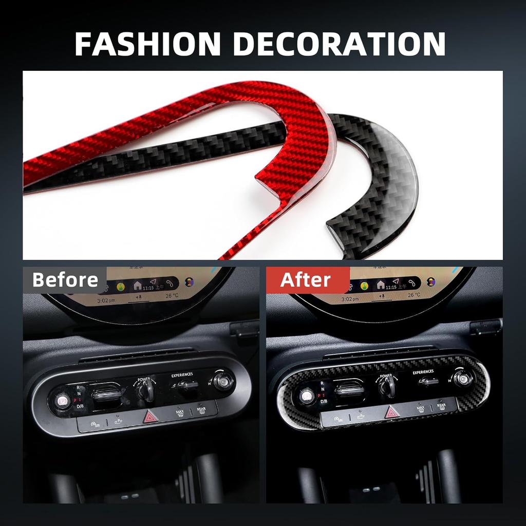 Real Carbon Fiber for MINI 2024 Cooper U25 Countryman F65 F66 F67 Coopers, Gear Center Shift Console Covers Stickers Panel, Interior Button Frame