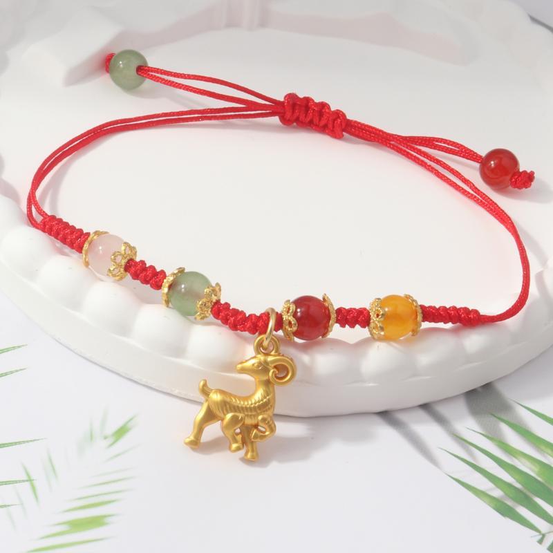 Handmade Braid Lucky Sheep Red String Bracelet Chinese Zodiac Sign New Year Rope Braided Bracelet Gifts For Women Men Kids