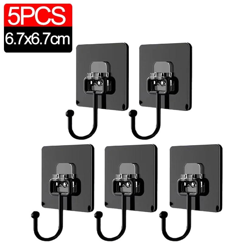 20/1pcs Black Traceless Hooks Multifunctional Wall Strong Adhesive Hook Door KeyChain Clothes Hook Bathroom Kitchen Accessories