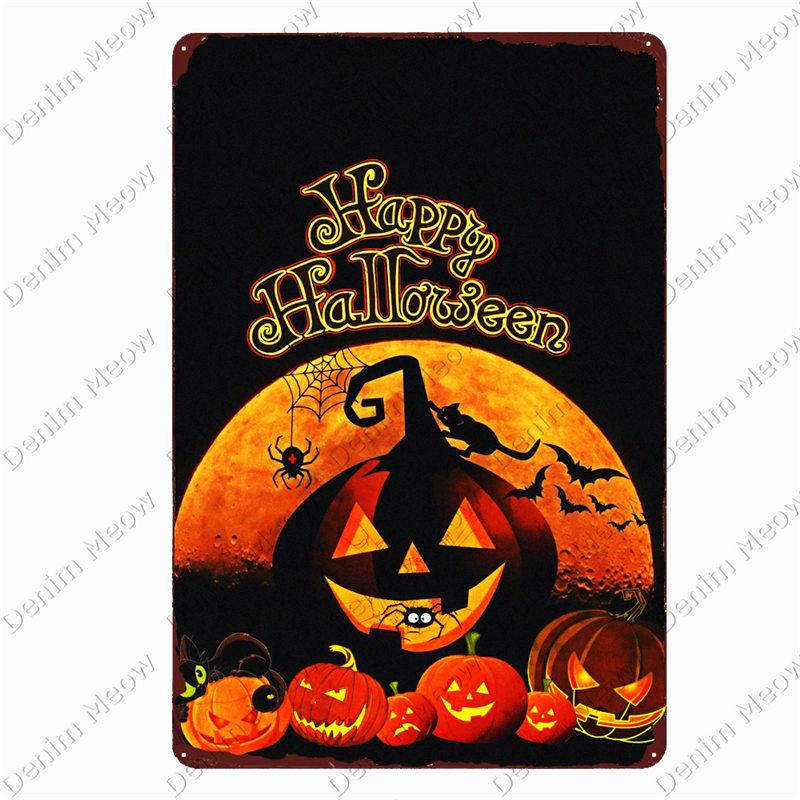 Halloween Party Poster, Happy Halloween Vintage Metal Signs, Bar, Pub, Cafe, Home Decor, Tin Painting, Tin Plate, N369