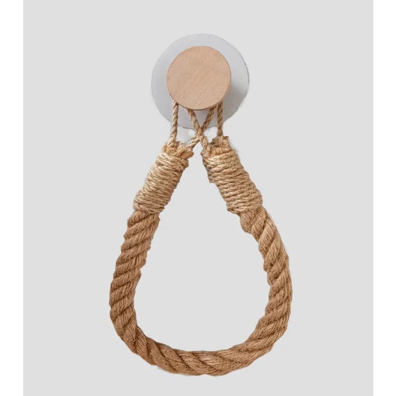 Toilet Roll Paper Holders Retro Hemp Rope Punchless Mounted Rack Decor Tissue Holder Bathroom Storage Accessories Dropshipping