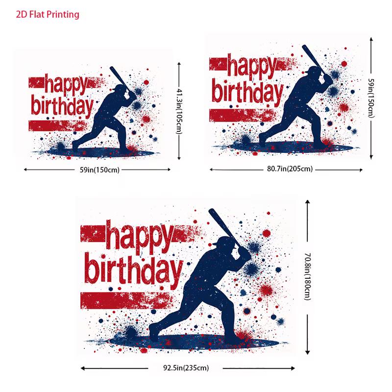2D Sport Baseball Themed Happy Birthday Photo Booth Backdrop Cloth for Boys