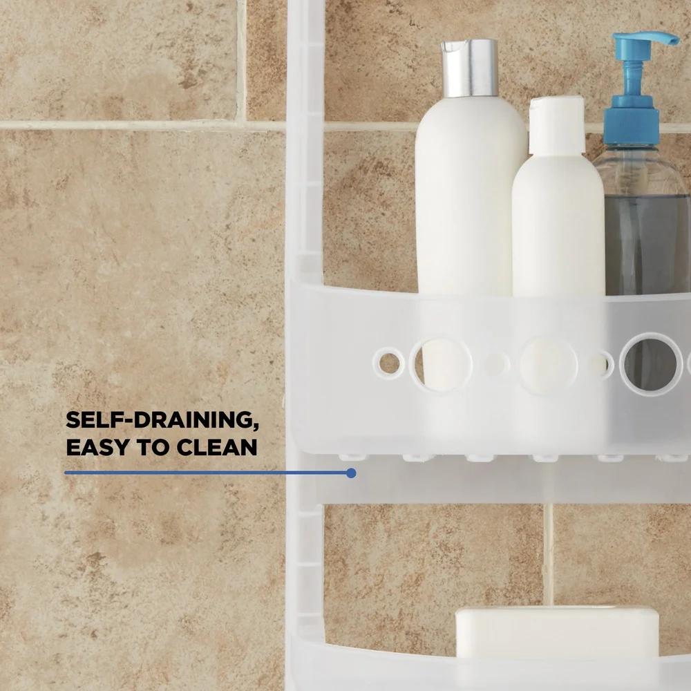 Heavy Duty Over Shower Caddy with 2 Shelves Deep Basket No Tools Needed Easy Installation Rust Resistant Bathroom Storage