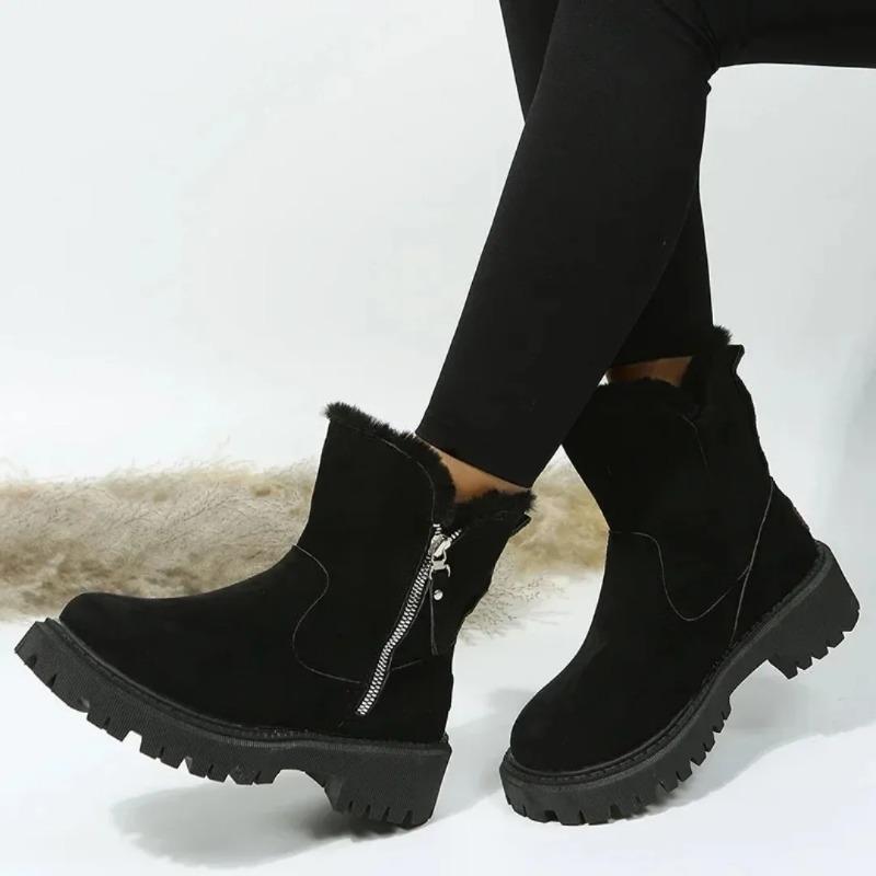 Thick plush snow boots for women, anti slip winter boots for women, warm cotton padded shoes, platform ankle boots, 2025
